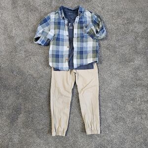 Nautica Kids Plaid Button Down Shirt - Blue and Green